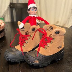 The North Face Kids' Tan and Black Boots with Red Laces